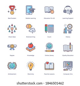 Online Education Filled Icons - Stroked, Vectors