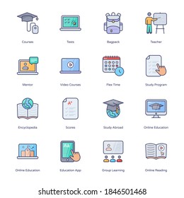 Online Education Filled Icons - Stroked, Vectors