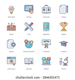 Online Education Filled Icons - Stroked, Vectors