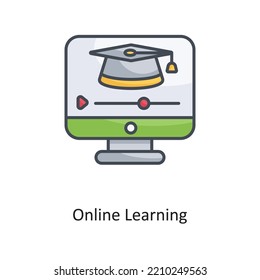 Ilustración de diseño de icono de vector de contorno de la educación en línea sobre fondo blanco. Archivo EPS 10