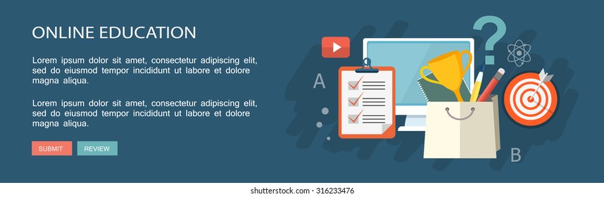 Online education flat banner. Eps10