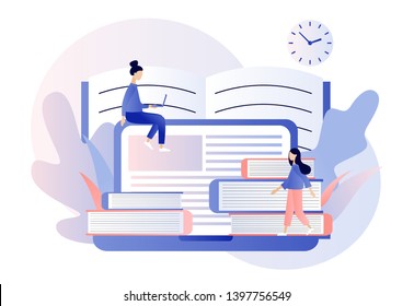 Online Education. Flat cartoon style. Vector illustration