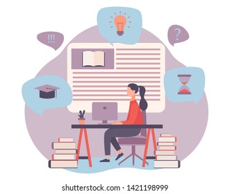Online Education. Flat cartoon style. Vector illustration