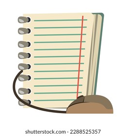Online education flat concept with blank notebook and computer mouse vector illustration
