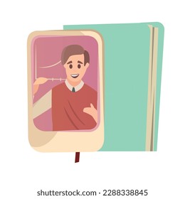 Online education flat concept with learning course video on smartphone screen vector illustration