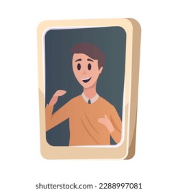 Online education flat concept with smiling male teacher on tablet screen vector illustration