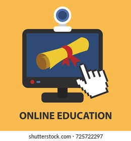 Online education flat concept. Vector illustration. Element template for design.