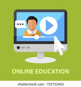 Online education flat concept. Vector illustration. Element template for design.