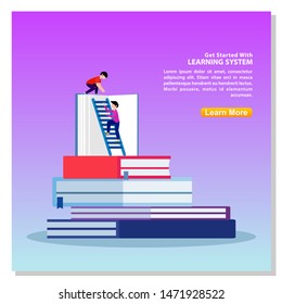 Online Education Flat Design concept. online training courses, university, tutorials. Concepts for web banners and promotional materials. Flat cartoon style. Vector illustration