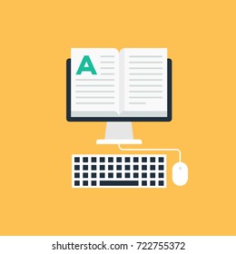 Online education flat design concept, vector illustration
