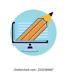 online education flat design template computer pencil