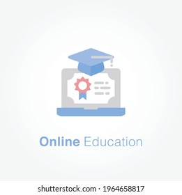 Online Education flat icon concept design