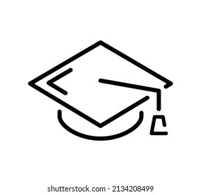 Online education flat icon. Learning student pictogram for web. Line stroke. Isolated on white background. Vector eps10