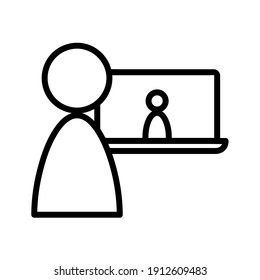 Online education flat icon. Pictogram for web. Line stroke. Isolated on white background. Vector eps10