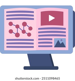 Online education flat icon vector distance school