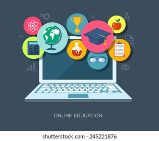 Online education flat illustration. Eps10