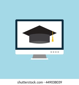 Online education flat vector icon