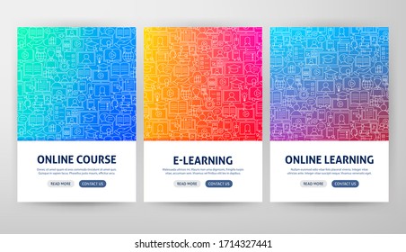 Conceptos de viajero de educación en línea. Ilustración vectorial del diseño de esquema.