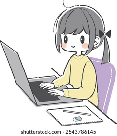 
Online education. Girl study online at computer.