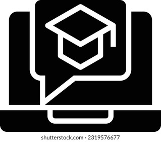 Online Education Glyph Icon - Single Icon, Vector