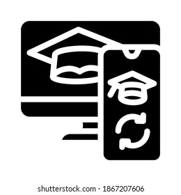 vector de icono de glifos de educación en línea. signo de educación en línea. símbolo de contorno aislado ilustración negra