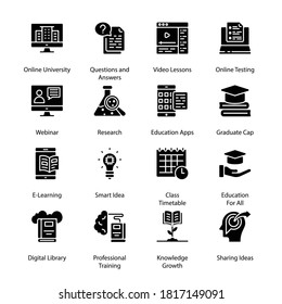 Online Education glyph Icons - Vectors