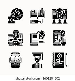 Online Education of Glyph vector icons