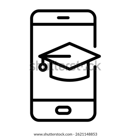 Online education with graduation cap on smartphone icon	
