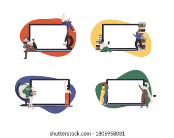 Online education at home concept. E-learning. Modern vector illustration concepts for website and mobile website development.