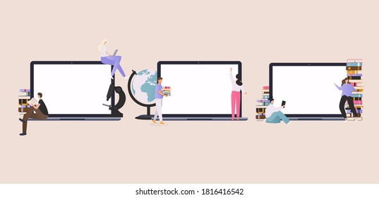 Online education at home concept. E-learning. Modern vector illustration concepts for website and mobile website development. - Shutterstock ID 1816416542