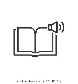 Online education icon of book. e-learning from e-book or audio book 