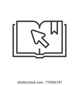 Online education icon of book with learning from e-book or audio book 