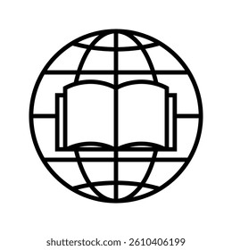 Online Education Icon Depicting a Computer Screen with Books in Black and White
