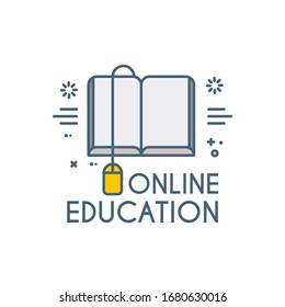 Online education icon. E-learning. Wed study. Podcast and stream.