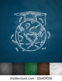 online education icon. Hand drawn vector illustration. Chalkboard Design