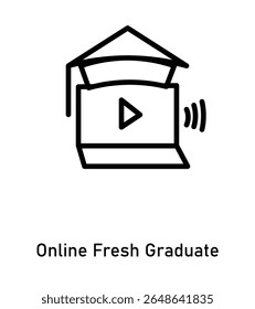 Online education icon with laptop and graduation cap