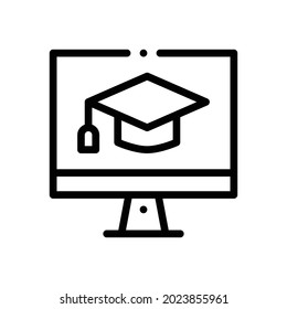 Online education icon. Online learning courses, distant education. Flat Vector illustration - Vector