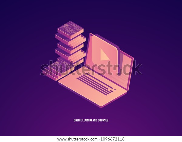 Online Education Icon Learning Courses Laptop Stock Vector