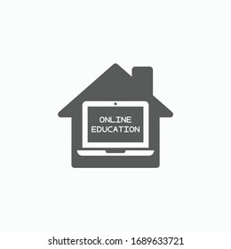 online education icon, online learning at home vector