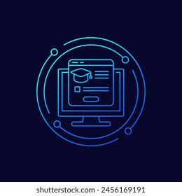 icono de educación en línea, diseño lineal
