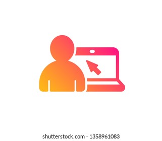 Online Education icon. Notebook or Laptop with mouse cursor sign. Internet Lectures symbol. Classic flat style. Gradient online Education icon. Vector