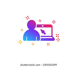Online Education icon. Notebook or Laptop with mouse cursor sign. Internet Lectures symbol. Dynamic shapes. Gradient design online Education icon. Classic style. Vector