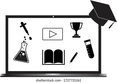 online education icon on white background. flat style. elearning concept for your web site design, logo, app, UI. e-learning platform symbol. online courses sign. 