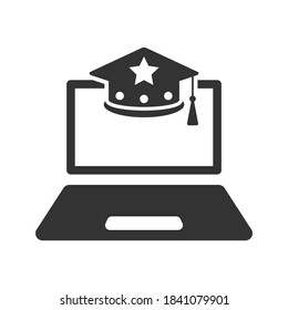 Online education icon on white background
