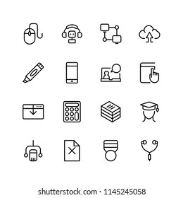 Online education icon set. Collection of high quality black outline logo for web site design and mobile apps. Vector illustration on a white background.