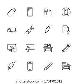 Online education icon set. Collection of high-quality black outline logo for web site design and mobile apps. Vector illustration on a white background.