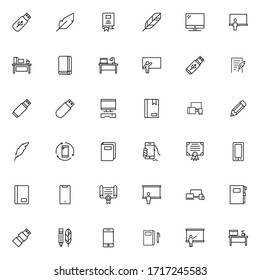 Online education icon set. Collection of high-quality black outline logo for web site design and mobile apps. Vector illustration on a white background.