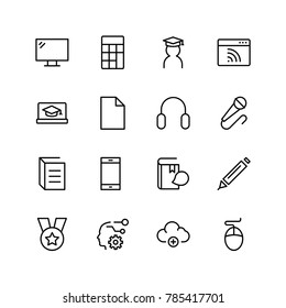 Online education icon set. Collection of high quality black outline logo for web site design and mobile apps. Vector illustration on a white background.