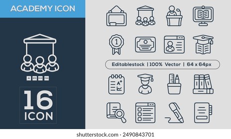 Online education icon set. Containing video tuition, e-learning, online course, audio course, educational website and digital education icons. Solid icon