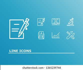 Online education icon set and online course with workshop, course stats and academic book. E-teaching related online education icon vector for web UI logo design.